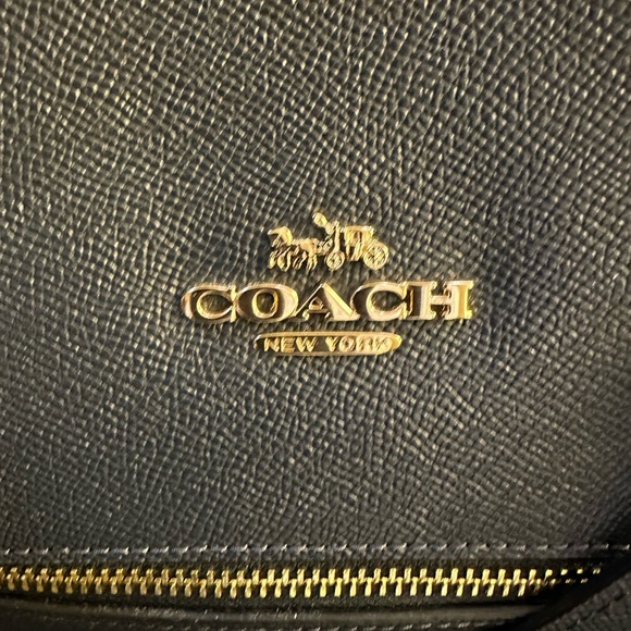Coach NWT blue and gold tote. Retails $350 gorgeous Saffiano leather. - Picture 2 of 5